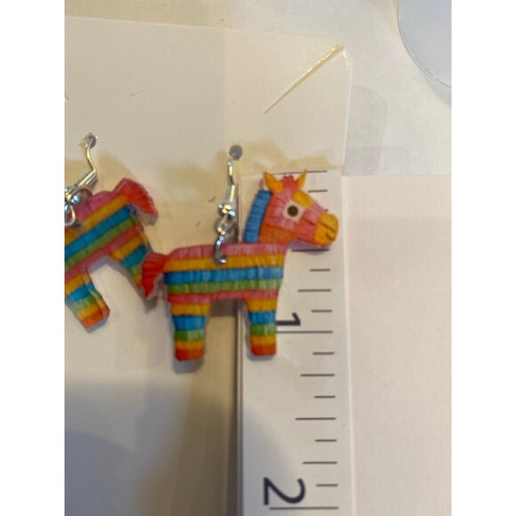 Earrings Mexican Piñata Rainbow Horse Pony Whimsical Dangle Lightweight Fun - Picture 3 of 5